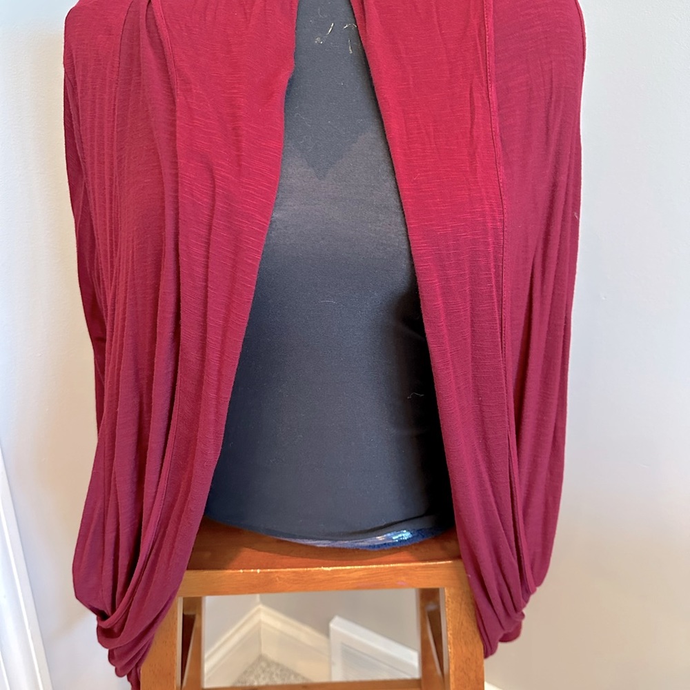 Open drape wine cardigan